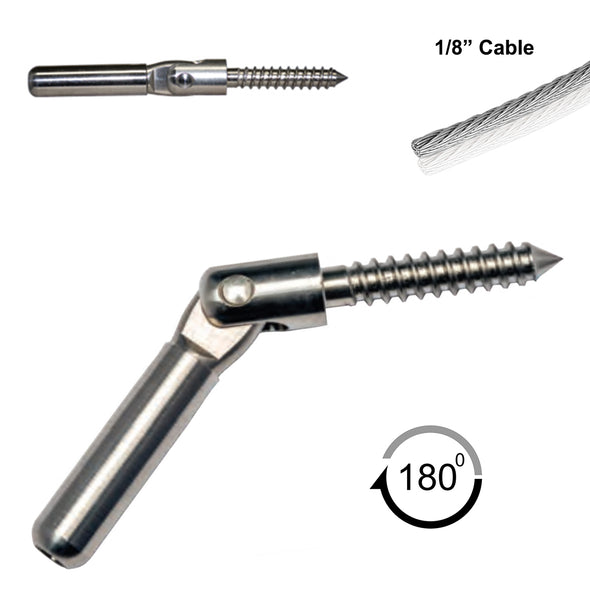 Stainless Steel Swagless Non-Tensioning End Lag Screw for Angled Surface