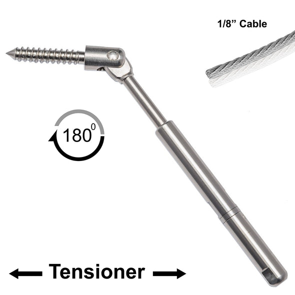 Stainless Steel Swagless Adjustable Tensioner for Angled Surface Mount 