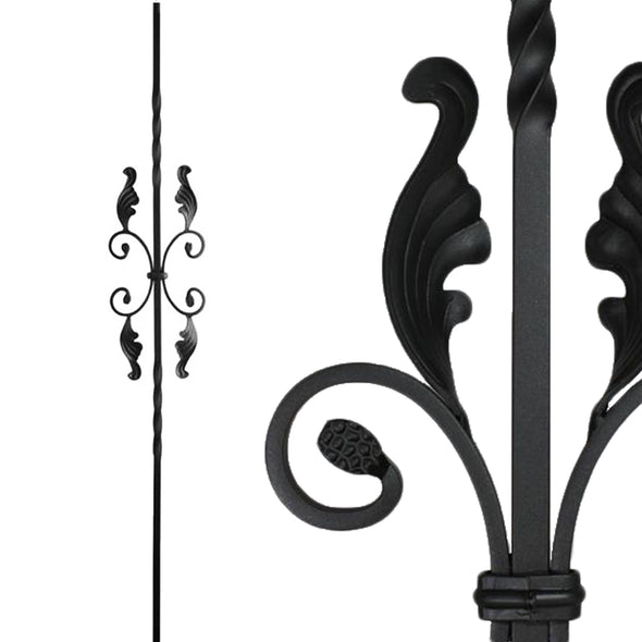 Affordable Double Twist Single Butterfly with Leaves Wrought Iron Baluster