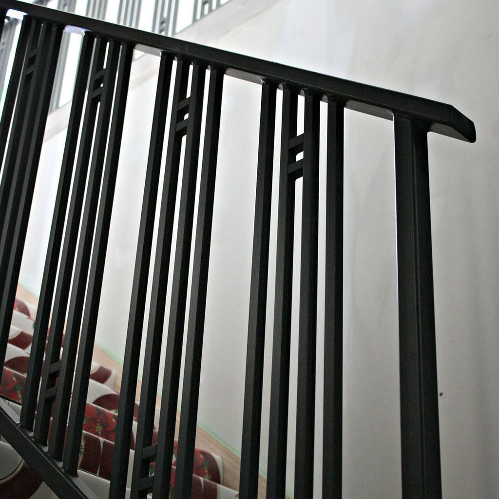 Black Railing Plain Stair Wrought Iron Newel Post