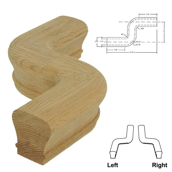 Cheap Right "S" Turn Stair Handrail Fitting This fitting is usually mounted on the left side and turn to the right
7022-L Left S-Turn Wood Handrail Fitting