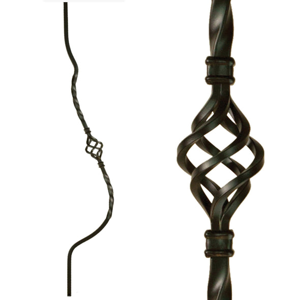 Single Basket Belly Wrought Iron Baluster