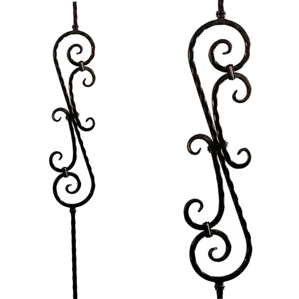 Hammered Heavy Scroll Iron Baluster
