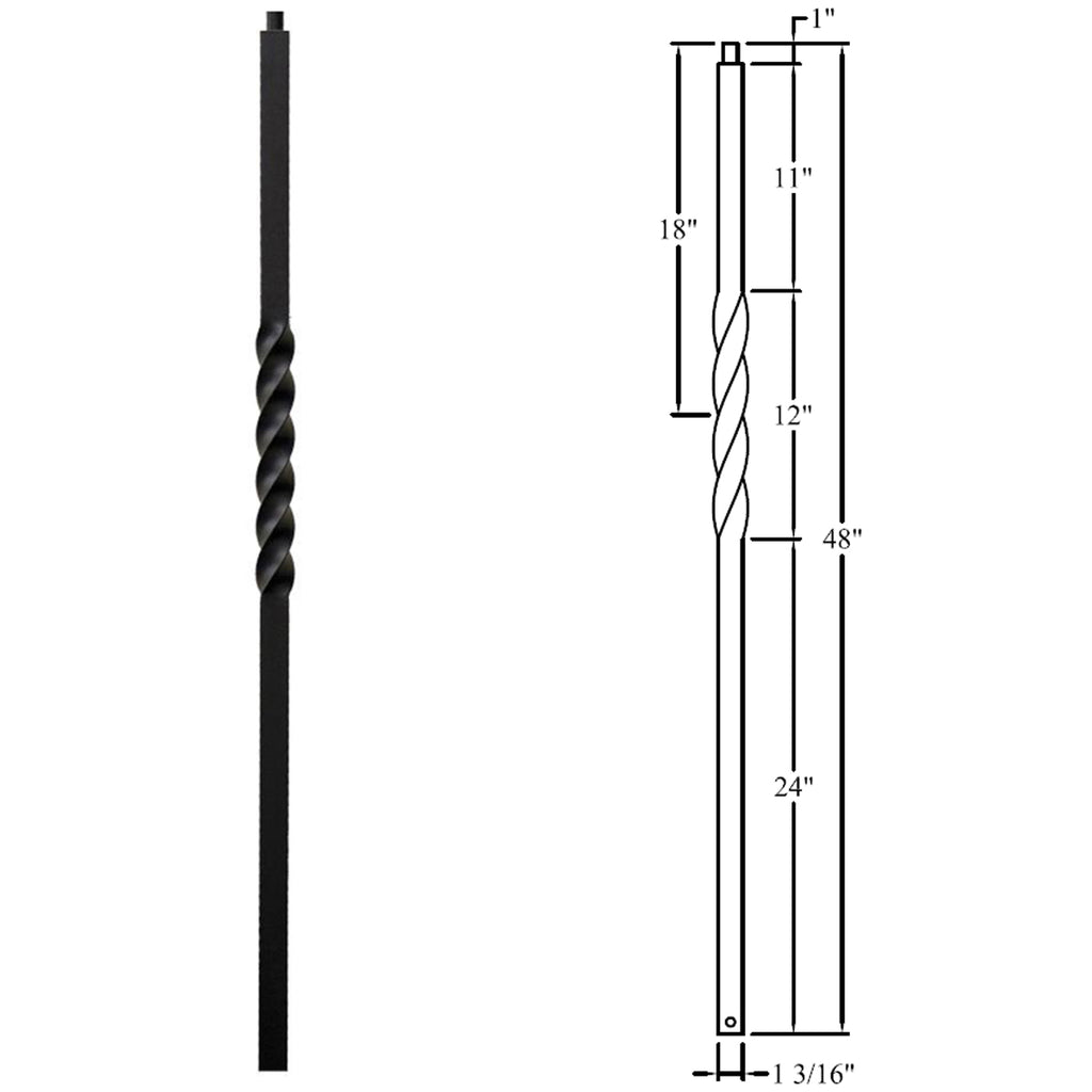 Staircase Single Twist Wrought Iron Newel Post 16.5.4