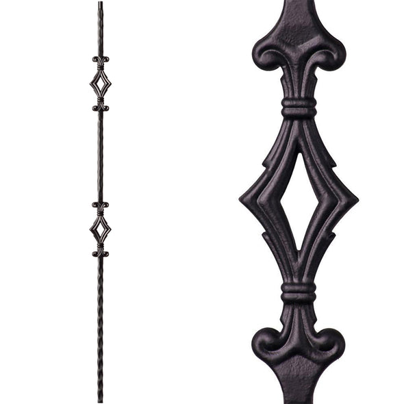 Double Diamond/Window Hammered Iron Baluster