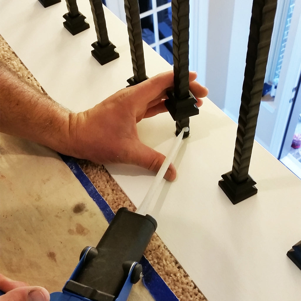 epoxy-glue-baluster-installation-modern-shoes