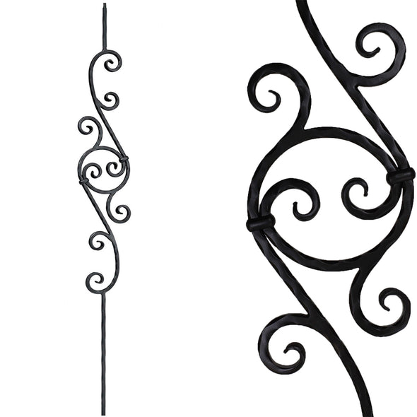 PC 26/1 Hammered Circle Scroll Iron Baluster