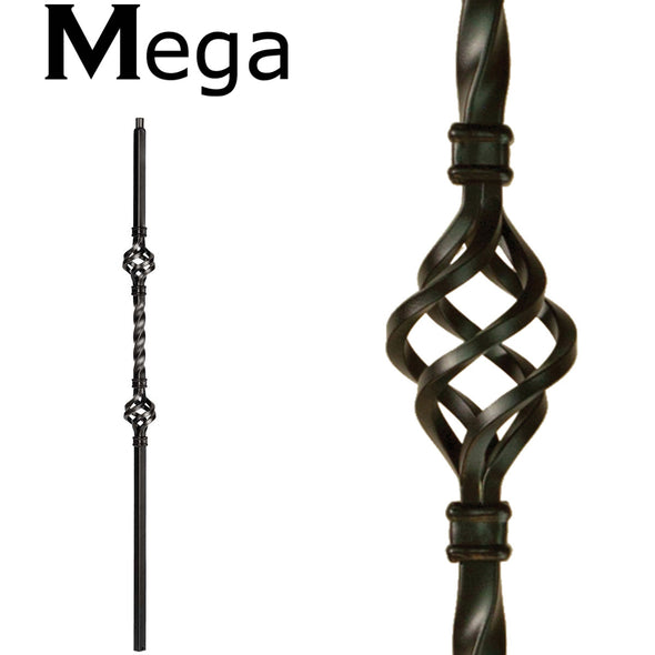 double basket wrought iron baluster mega series