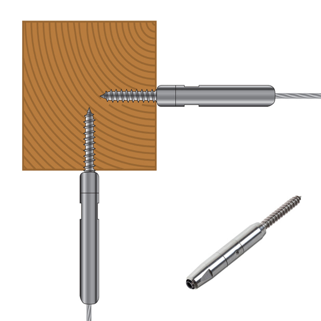 Swagless Non-Tensioning Lag Screw Cable Fitting