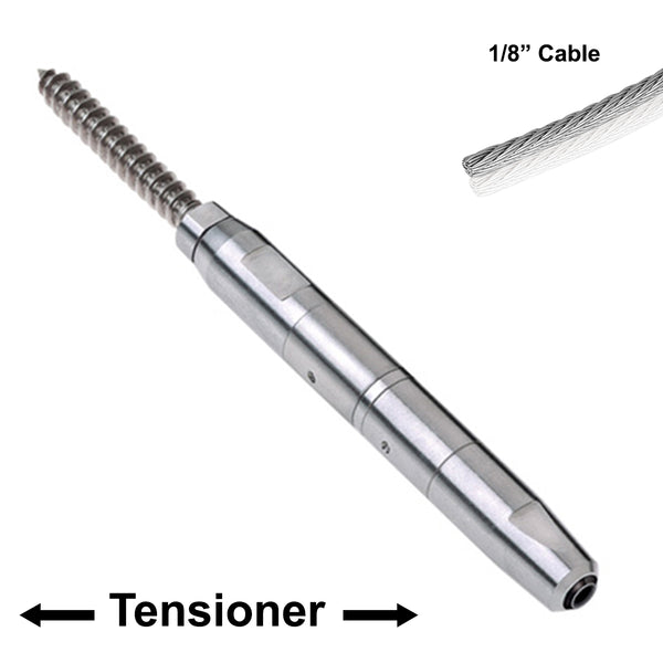 316 Stainless Steel Lag Screw Tensioner Set For Cable Railing – 3/16" Cable (Qty 10)