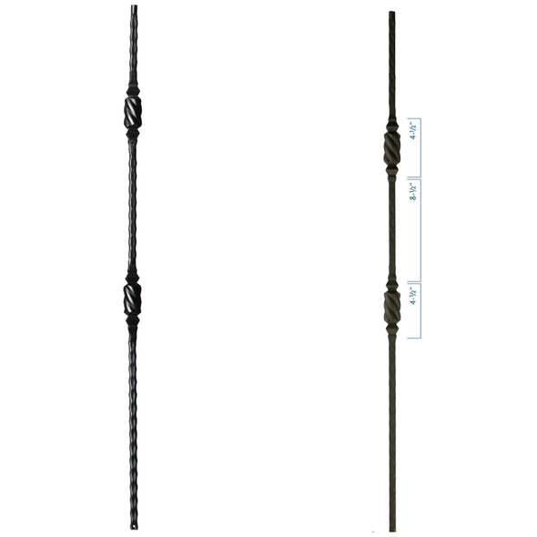 Hammered Double Twisted Knuckle Iron Baluster