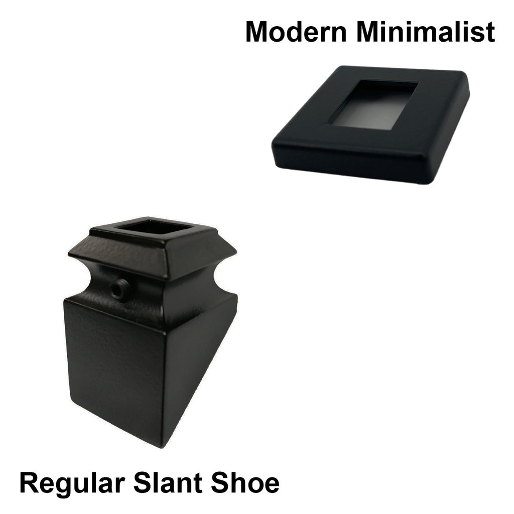 Modern Minimalist Slant/Angled Shoe for Wrought Iron Balusters