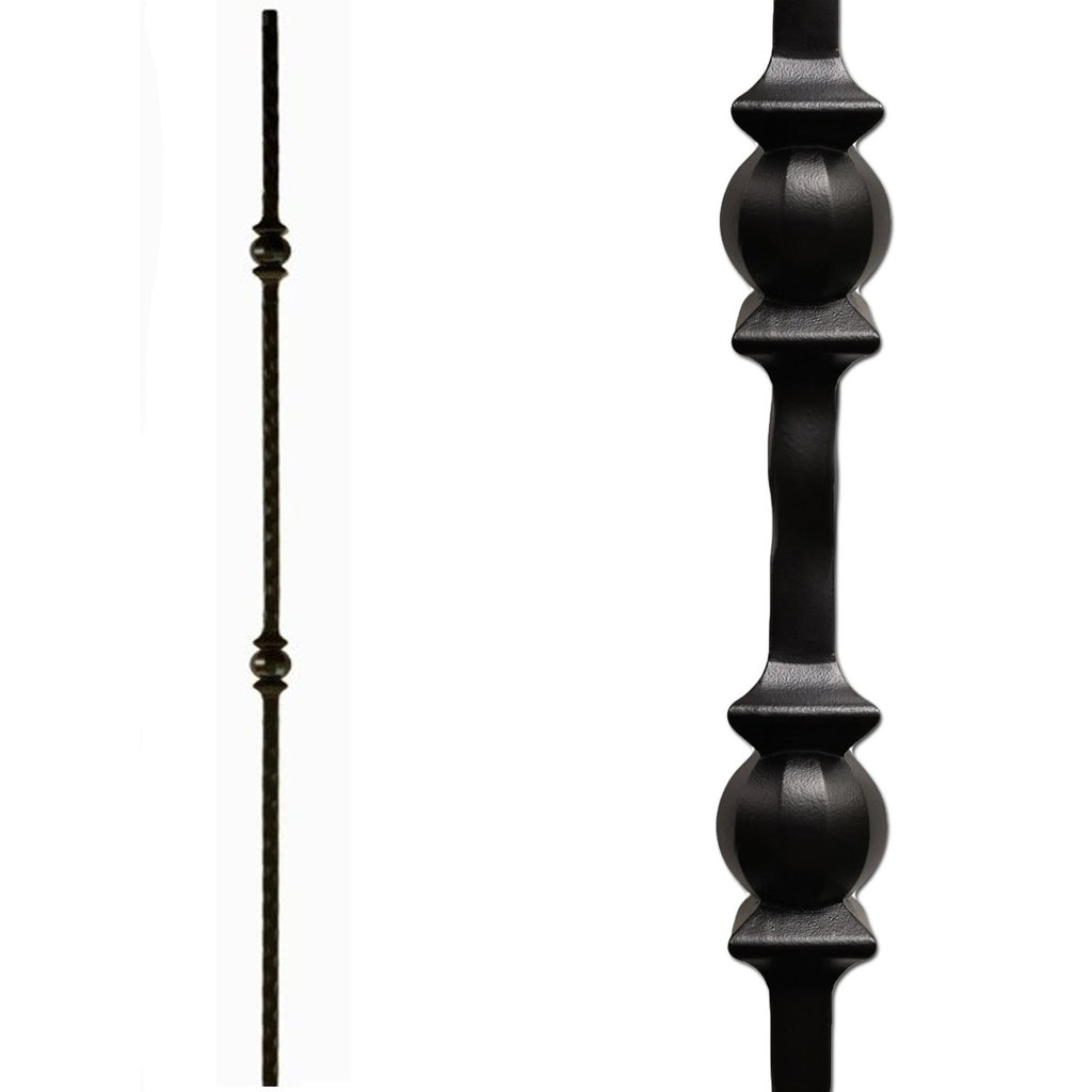 Double Sphere Forged Ball Hammered Iron Baluster