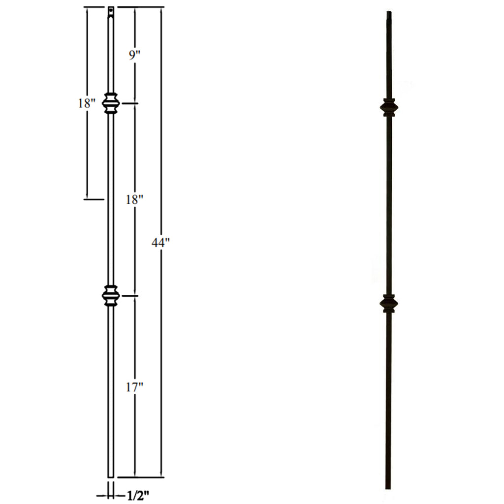 Affordable 1/2" Double Knuckle Wrought Iron Baluster