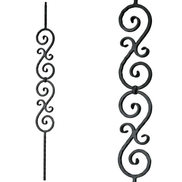 Double S-Scroll Wrought Iron Baluster