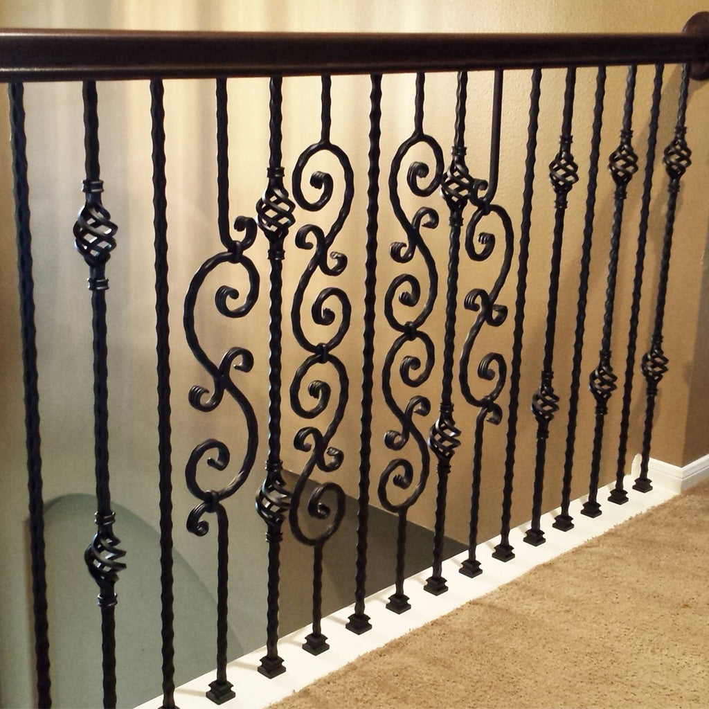 Black Railing Spindles Small S-Scroll Wrought Iron Baluster
