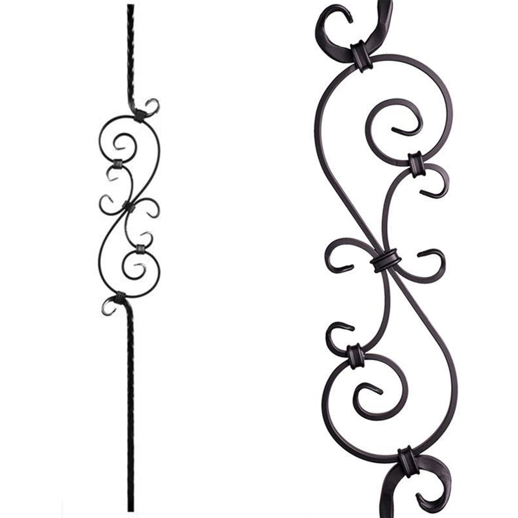 Affordable Three Piece Scroll Wrought Iron Baluster 2.9.8