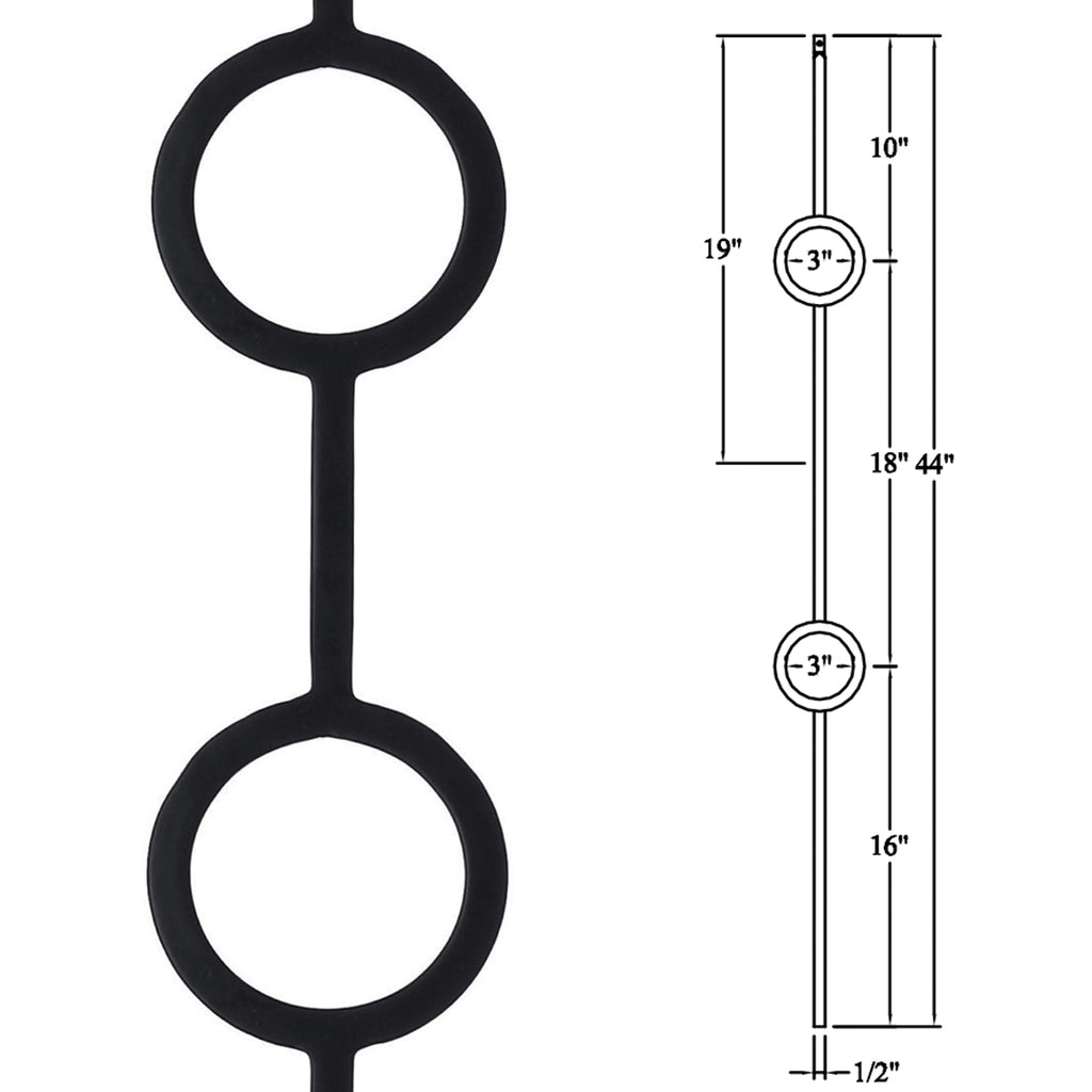 Double Ring Wrought Iron Baluster