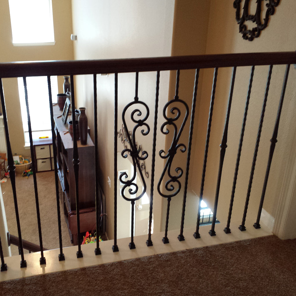 Hammered Heavy Scroll Wrought Iron Baluster