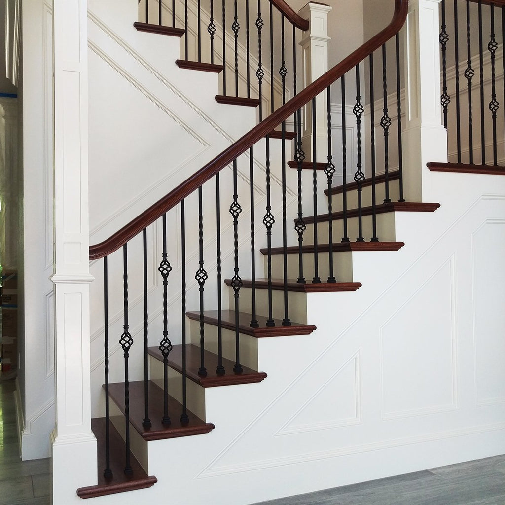 Indoor Decorative Metal Banister, Gold Stair Baluster Spindle With Tempered Glass, Elegant