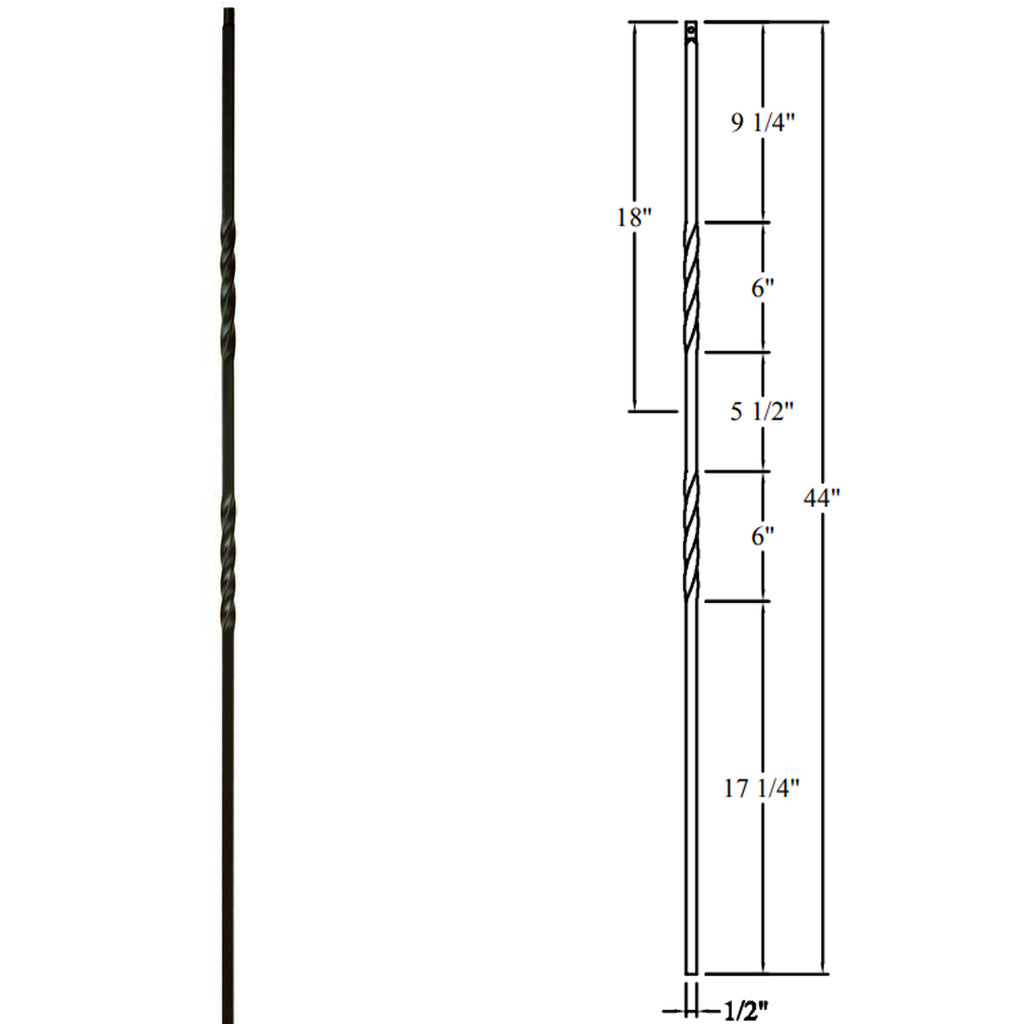 Double Twist Wrought Iron Baluster 
