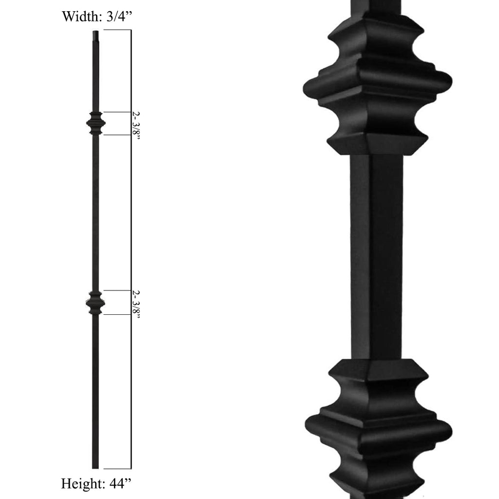3/4" mega series wrought iron baluster double knuckle