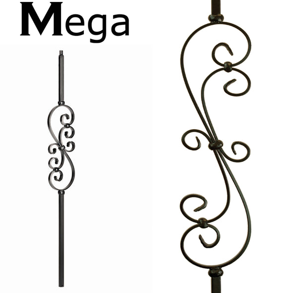 hollow mega scroll wrought iron baluser