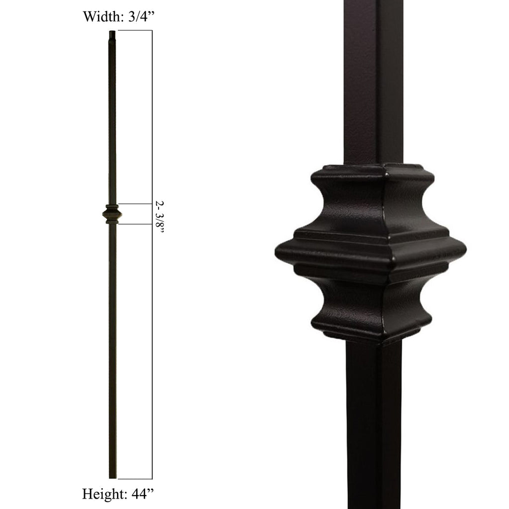 hollow wrought iron baluster single knuckle