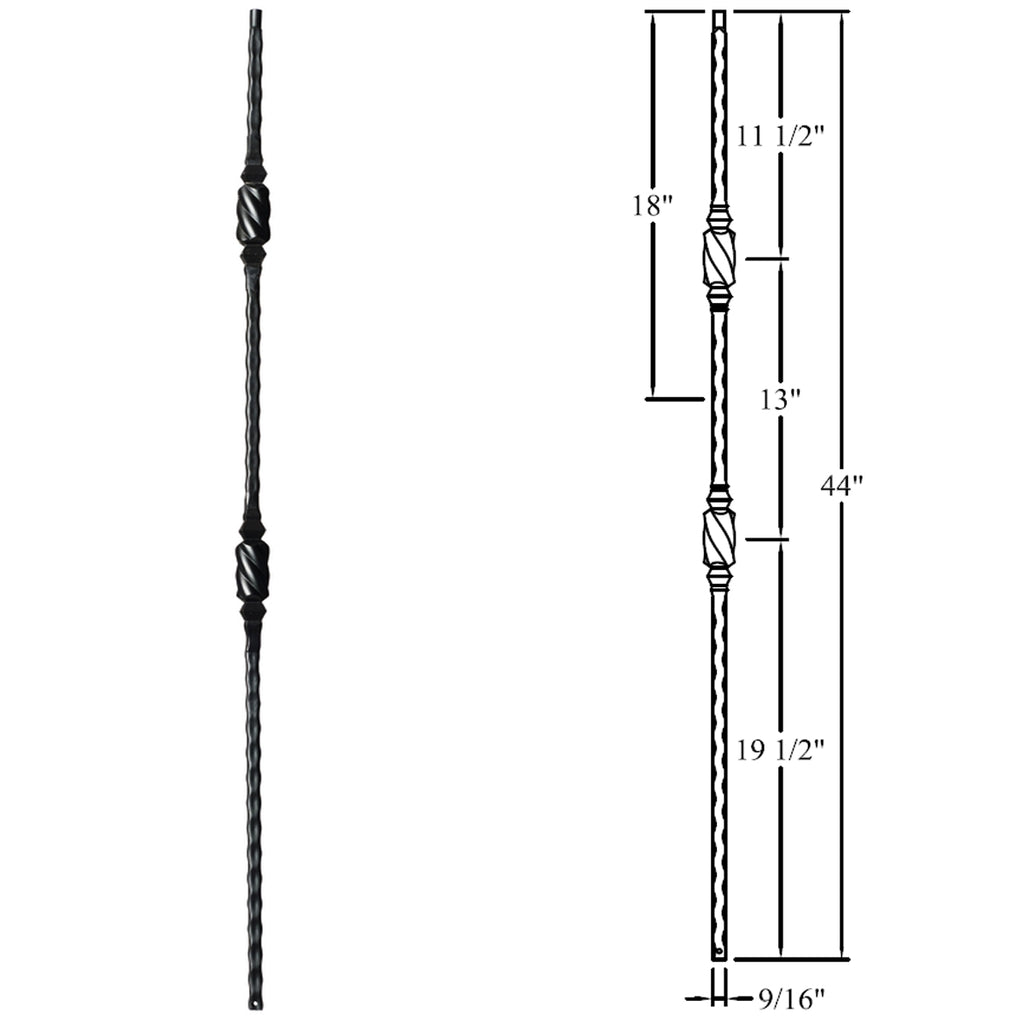 Affordable Hammered Double Twisted Knuckle Iron Baluster